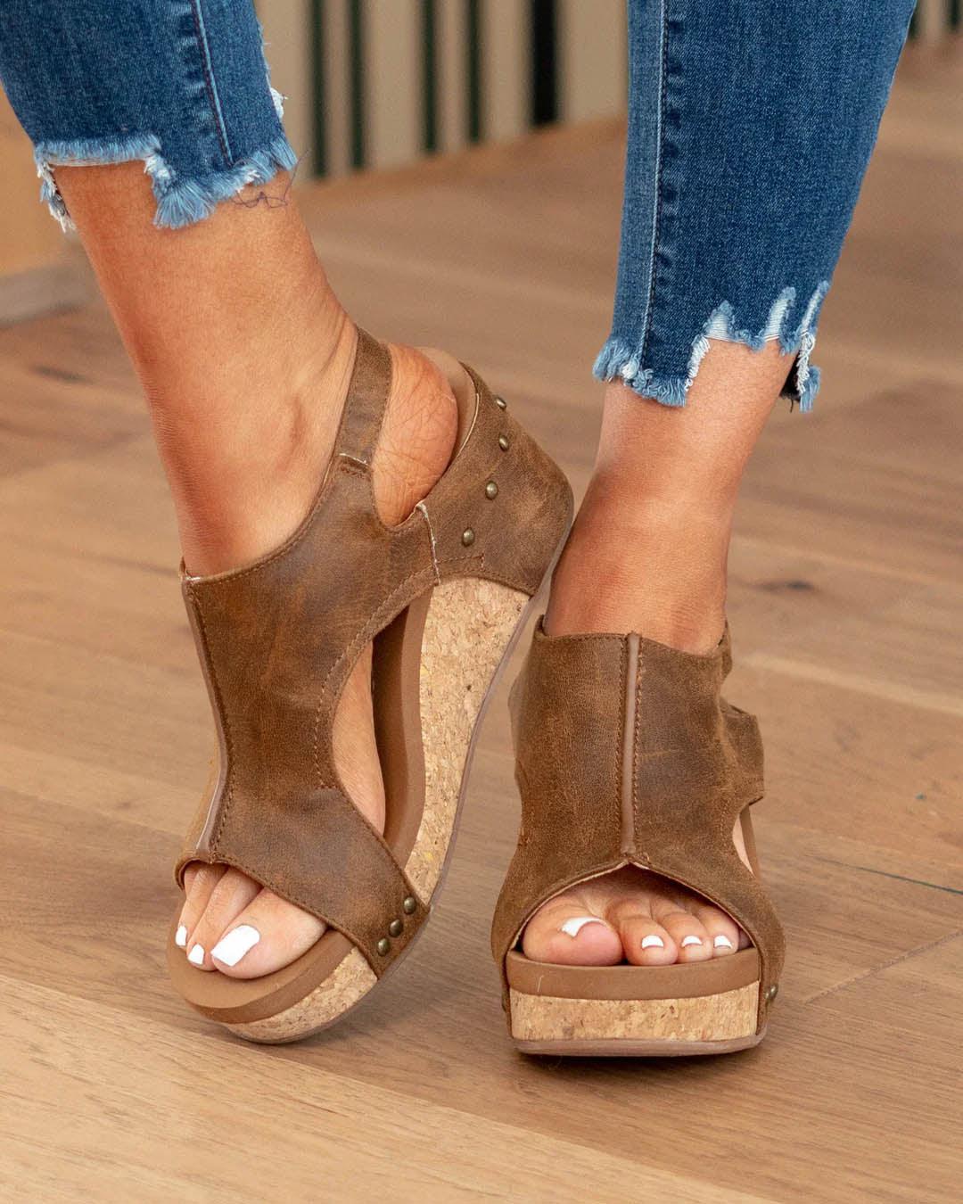 Shirley | Women's Open Toe Wedge Platform Sandals with Ankle Strap