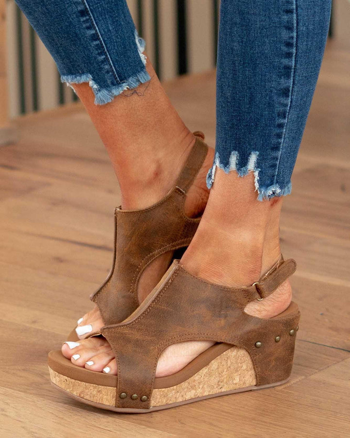 Shirley | Women's Open Toe Wedge Platform Sandals with Ankle Strap