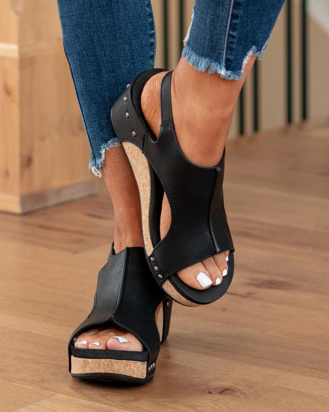 Shirley | Women's Open Toe Wedge Platform Sandals with Ankle Strap