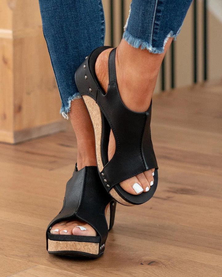 Shirley | Women's Open Toe Wedge Platform Sandals with Ankle Strap