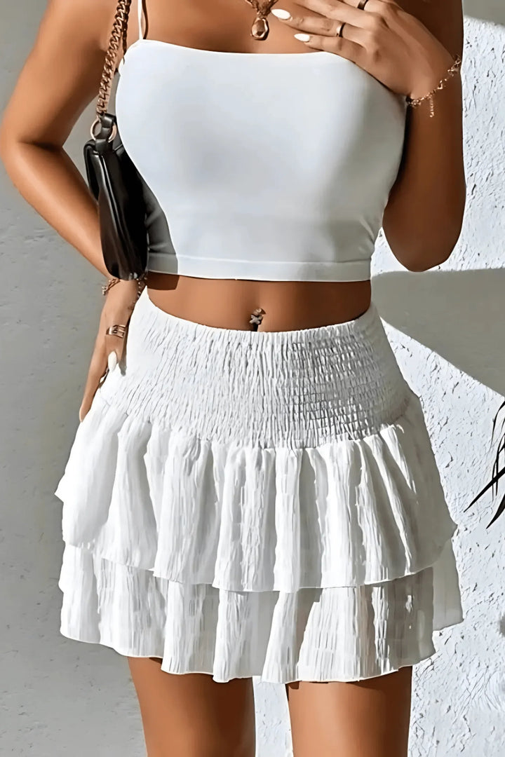 Shirley | Women's Smocked Tiered Ruffle Skirt