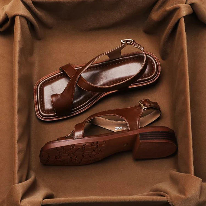 Sienna | Women's Buckle Strap Block Heel Sandals with Ankle