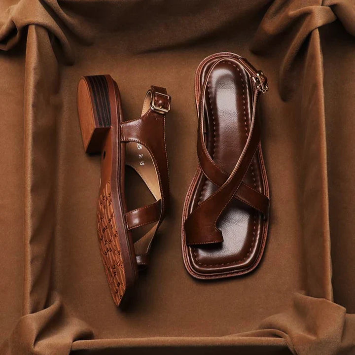 Sienna | Women's Buckle Strap Block Heel Sandals with Ankle