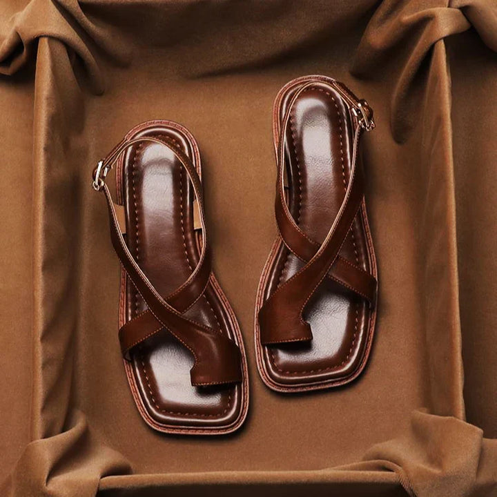 Sienna | Women's Buckle Strap Block Heel Sandals with Ankle