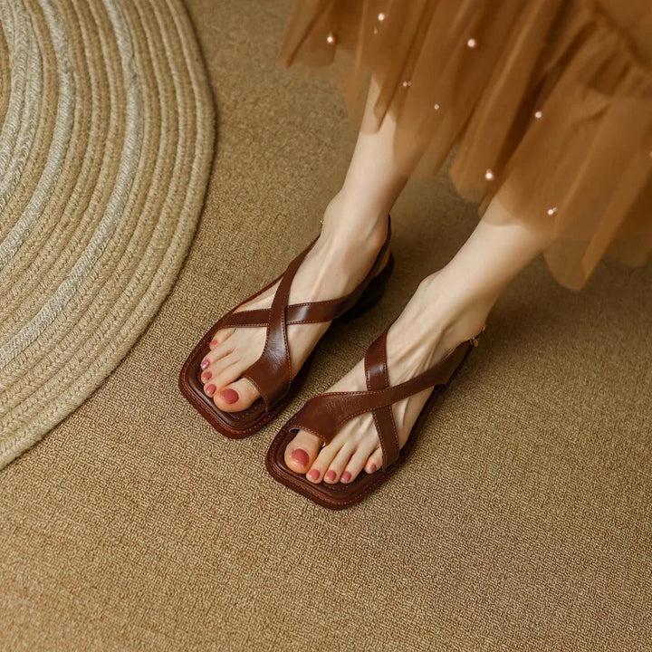 Sienna | Women's Buckle Strap Block Heel Sandals with Ankle