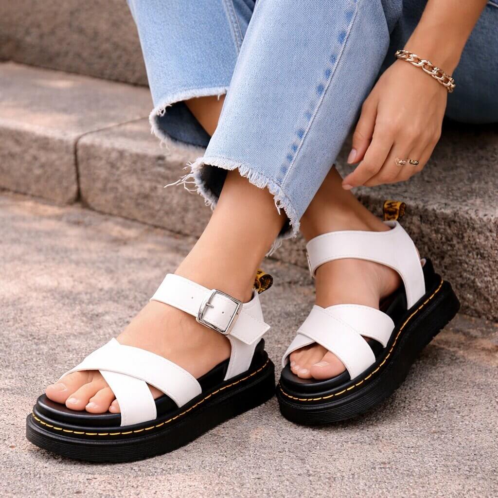 Skye | Women's Platform Sandals with Ankle Strap and Buckle