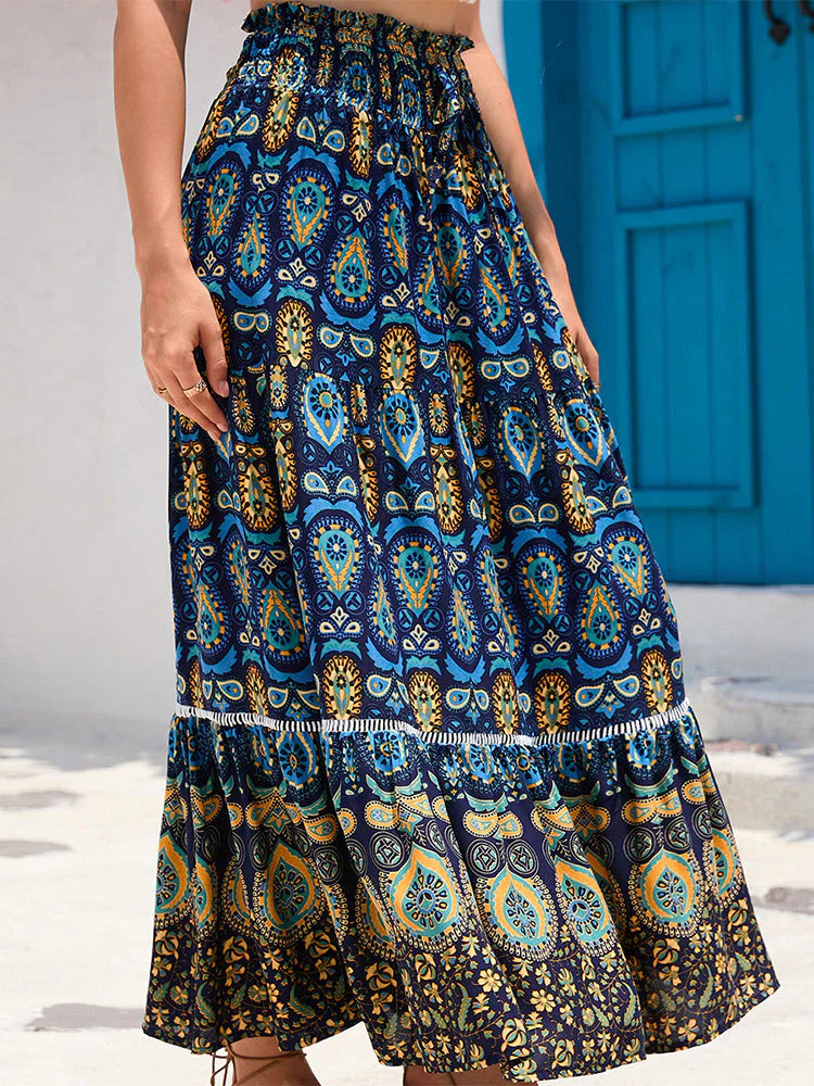 Sophia | Women's Bohemian Patchwork Skirt with Elasticated Waist