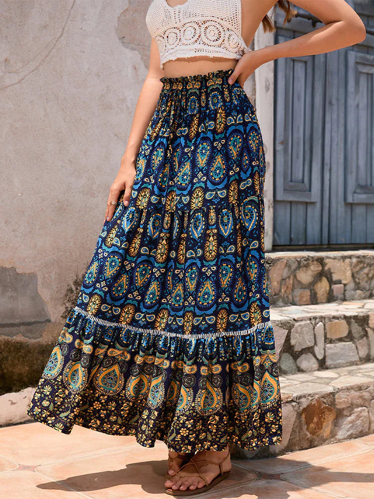 Sophia | Women's Bohemian Patchwork Skirt with Elasticated Waist