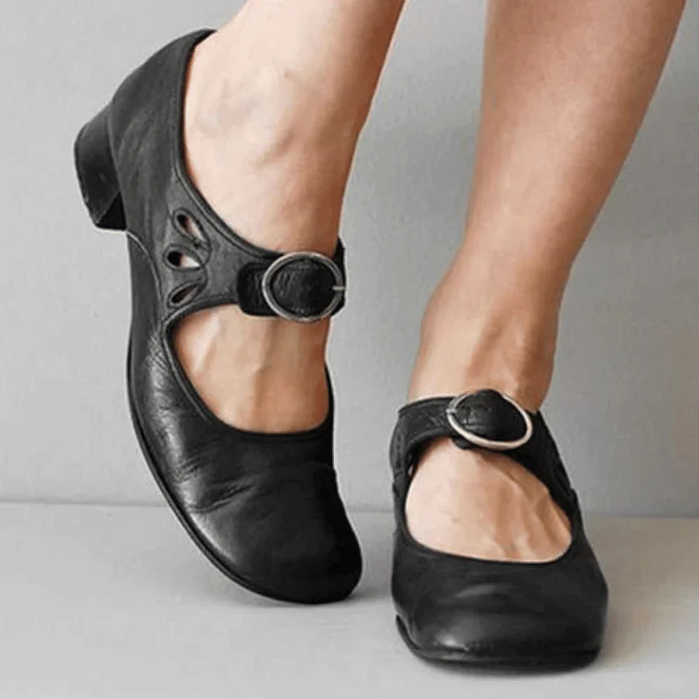 Susan | Women's Block Heel Mary Jane Shoes with Buckle Strap
