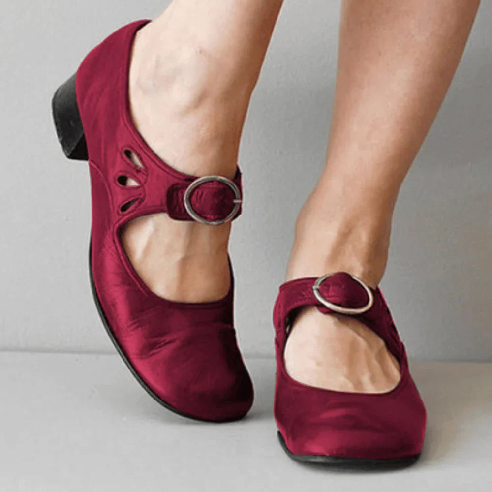 Susan | Women's Block Heel Mary Jane Shoes with Buckle Strap