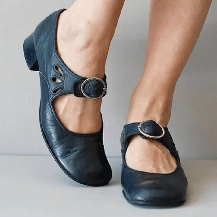 Susan | Women's Block Heel Mary Jane Shoes with Buckle Strap