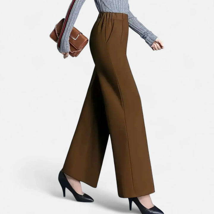 Susan | Women's High Waist Wide Leg Trouser with Elasticated and Side Pockets