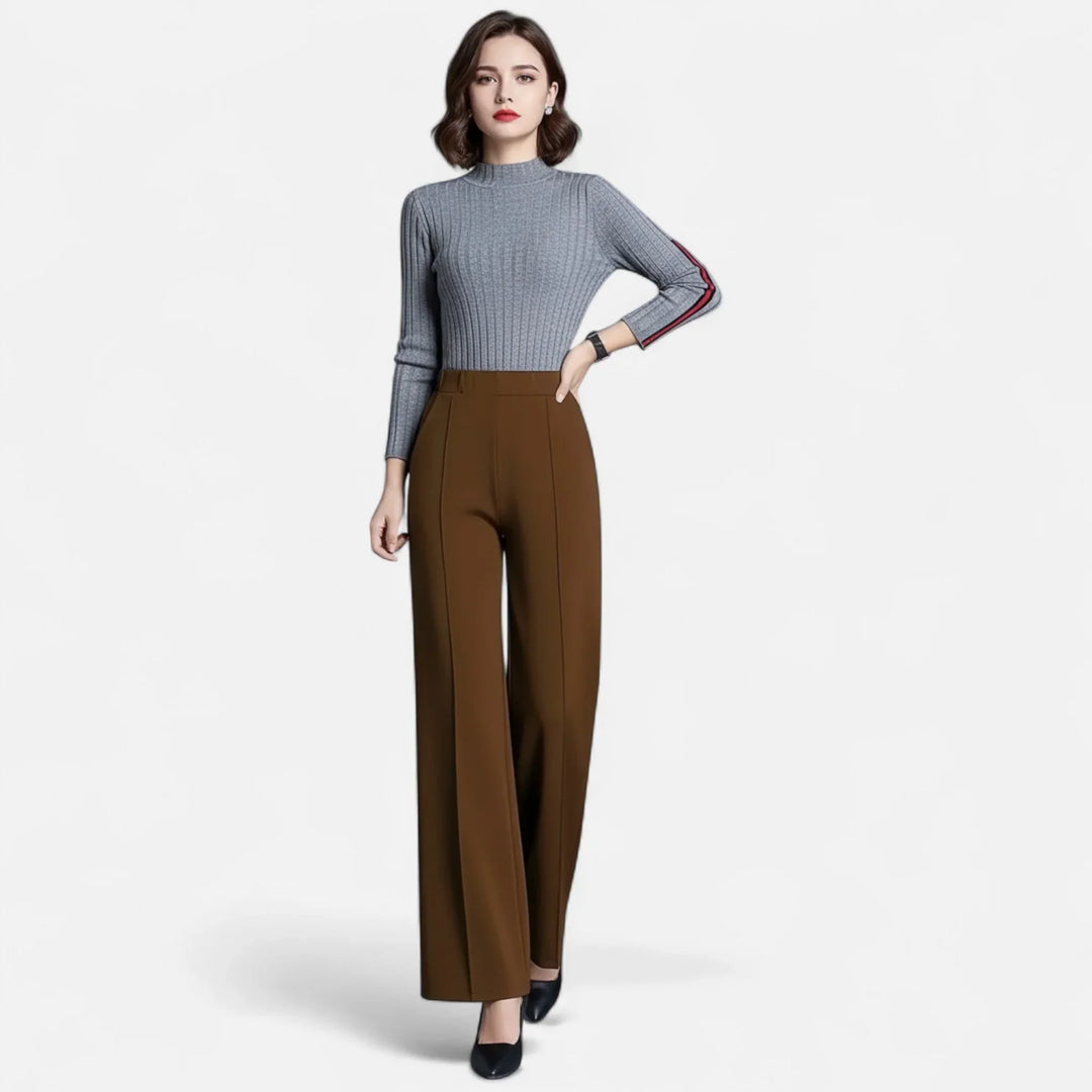 Susan | Women's High Waist Wide Leg Trouser with Elasticated and Side Pockets