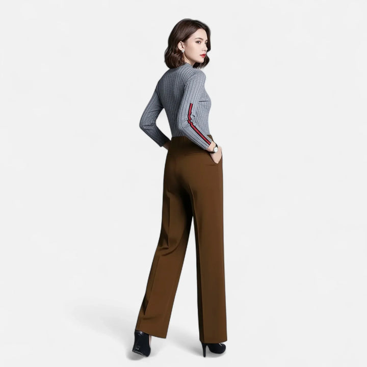 Susan | Women's High Waist Wide Leg Trouser with Elasticated and Side Pockets