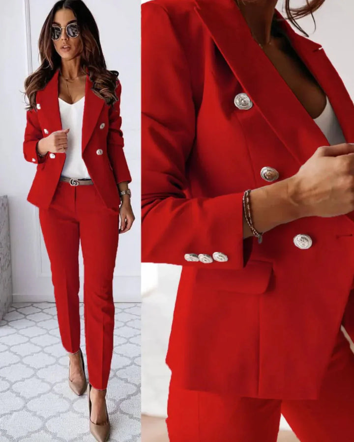 Victoria | Double Breasted Suit Set with Notched Lapels