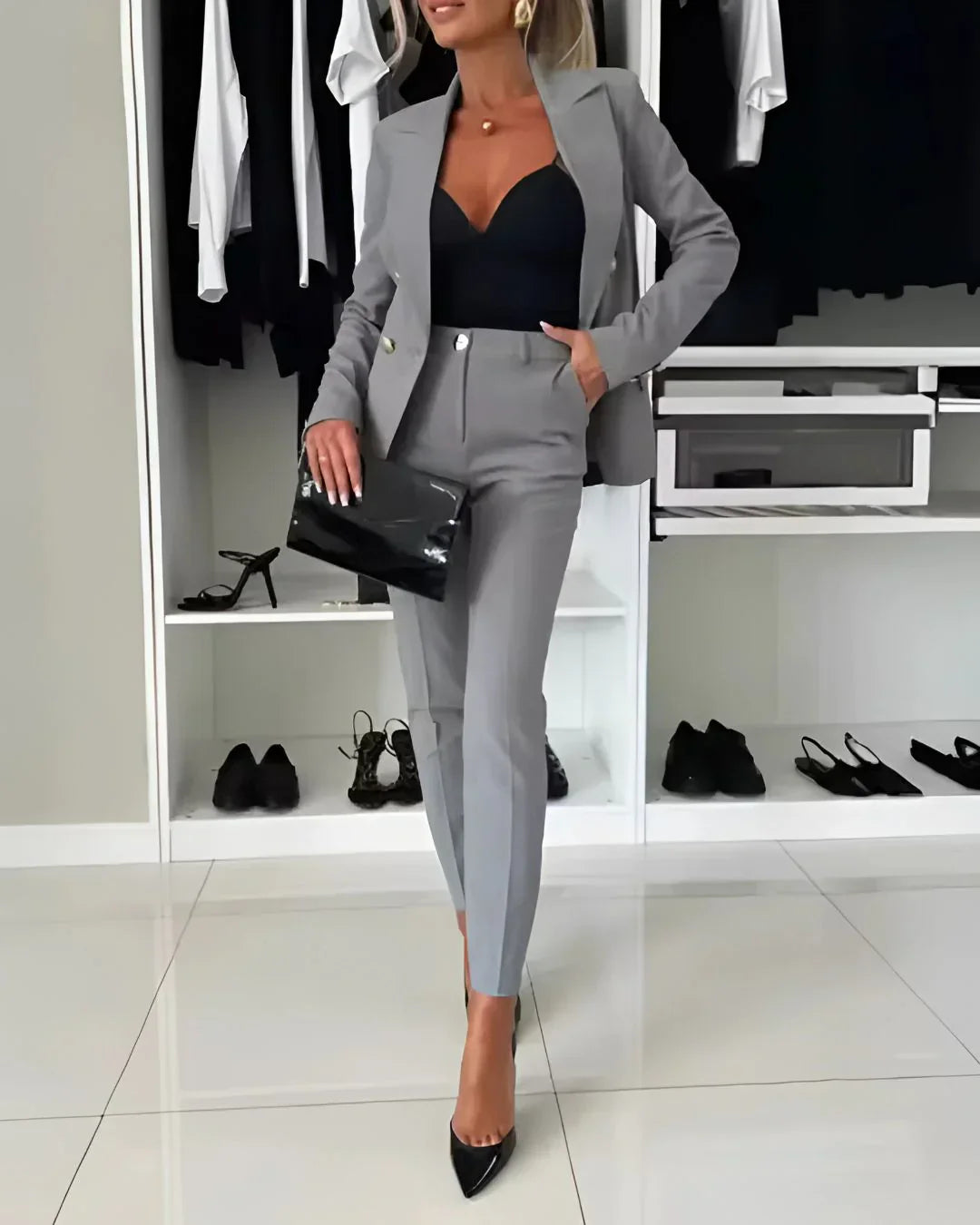 Victoria | Double Breasted Suit Set with Notched Lapels