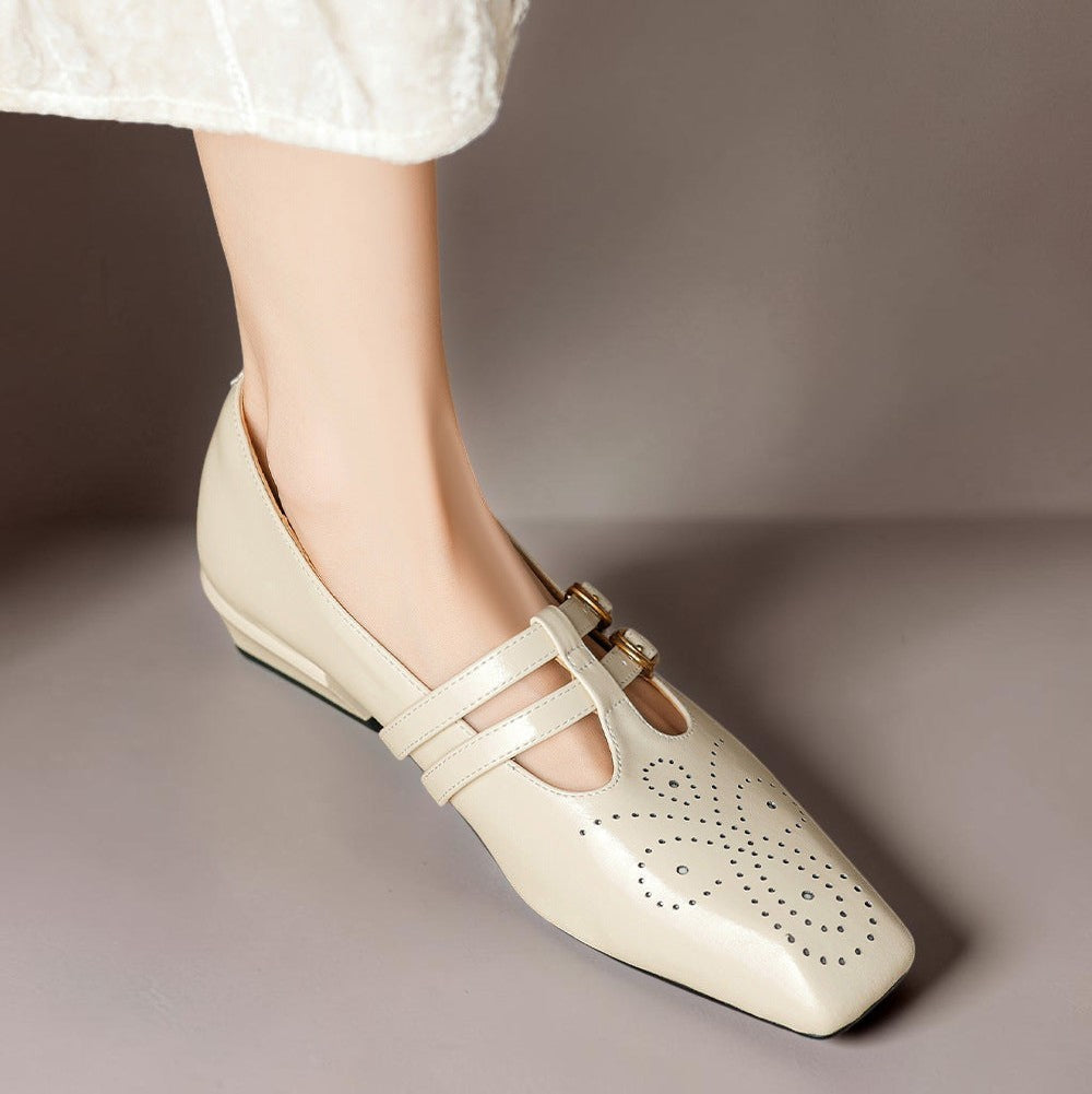 Clémence | Perforated Mary Jane Flat