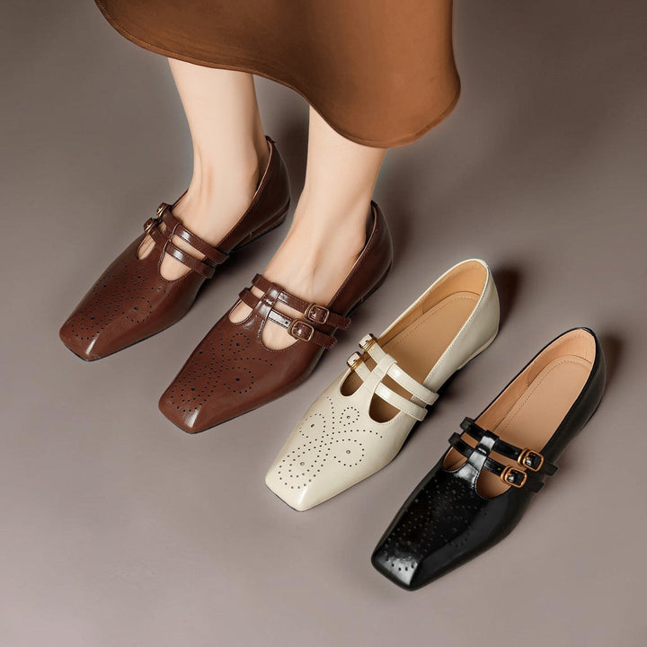 Clémence | Perforated Mary Jane Flat