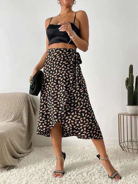 Wendy | Women's Printed Wrap Skirt with Asymmetrical Hem