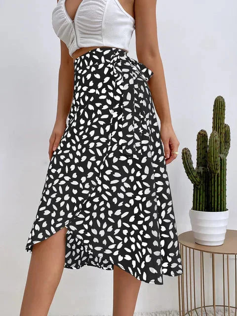 Wendy | Women's Printed Wrap Skirt with Asymmetrical Hem