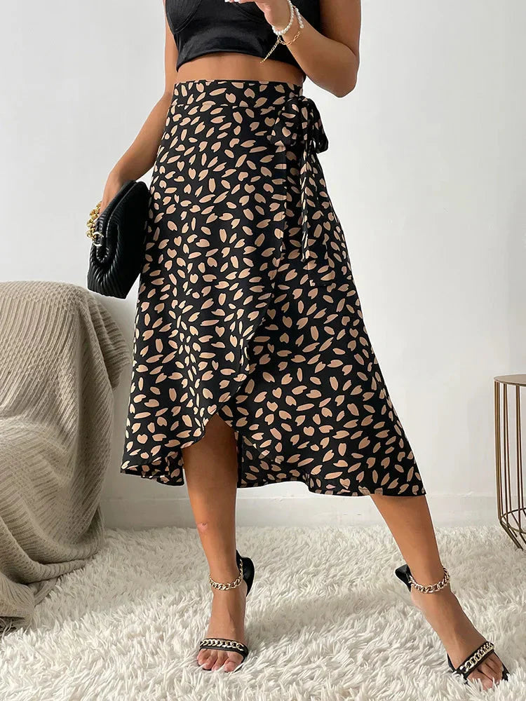 Wendy | Women's Printed Wrap Skirt with Asymmetrical Hem