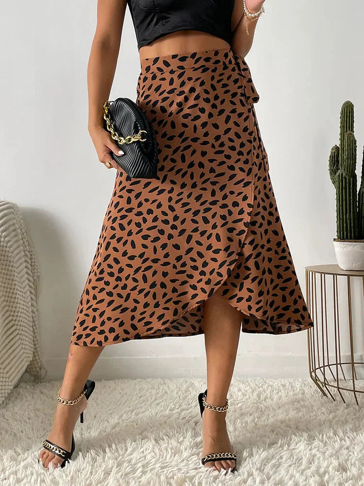 Wendy | Women's Printed Wrap Skirt with Asymmetrical Hem