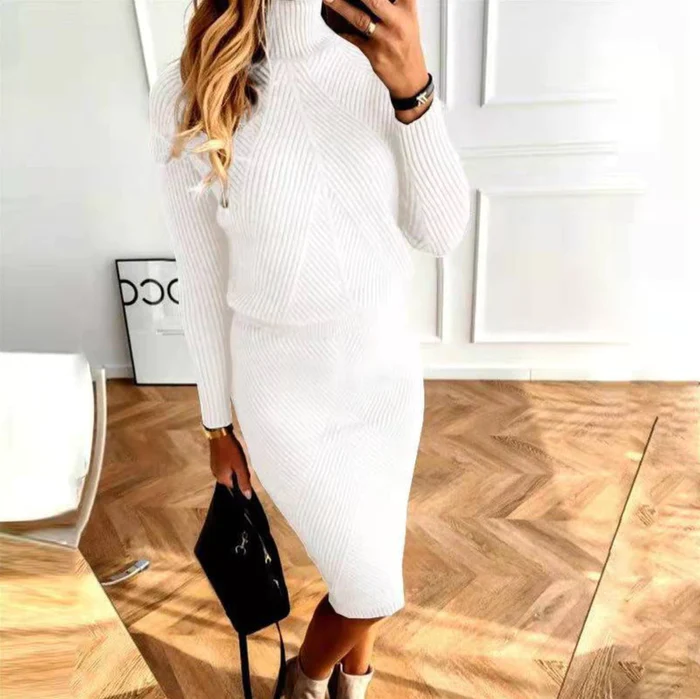 Cozy Women's Turtleneck Sweater Dress