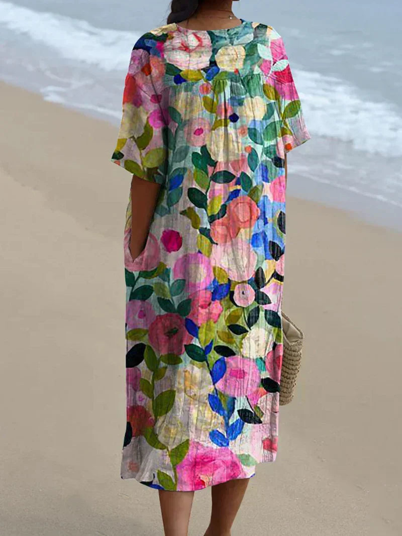 FLORA | FLORAL GARDEN PRINT FLOWY DRESS