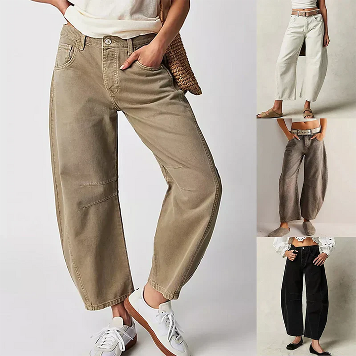 Yvonne | Women's Wide Leg Trouser with Button Fly and Pockets