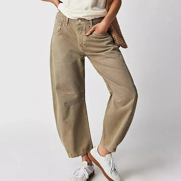 Yvonne | Women's Wide Leg Trouser with Button Fly and Pockets