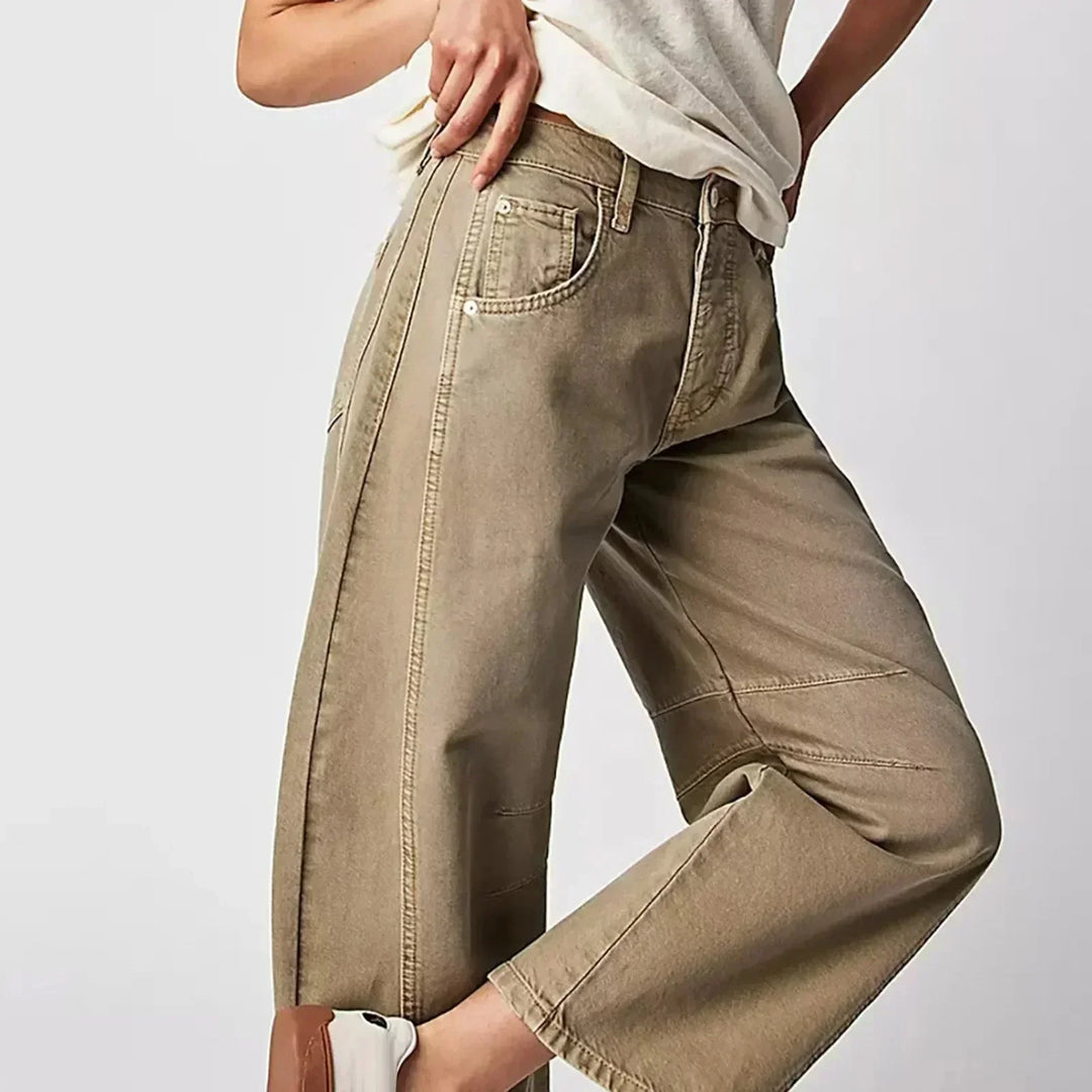 Yvonne | Women's Wide Leg Trouser with Button Fly and Pockets