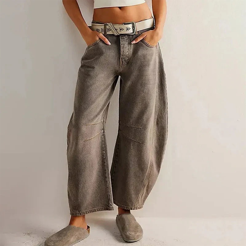 Yvonne | Women's Wide Leg Trouser with Button Fly and Pockets
