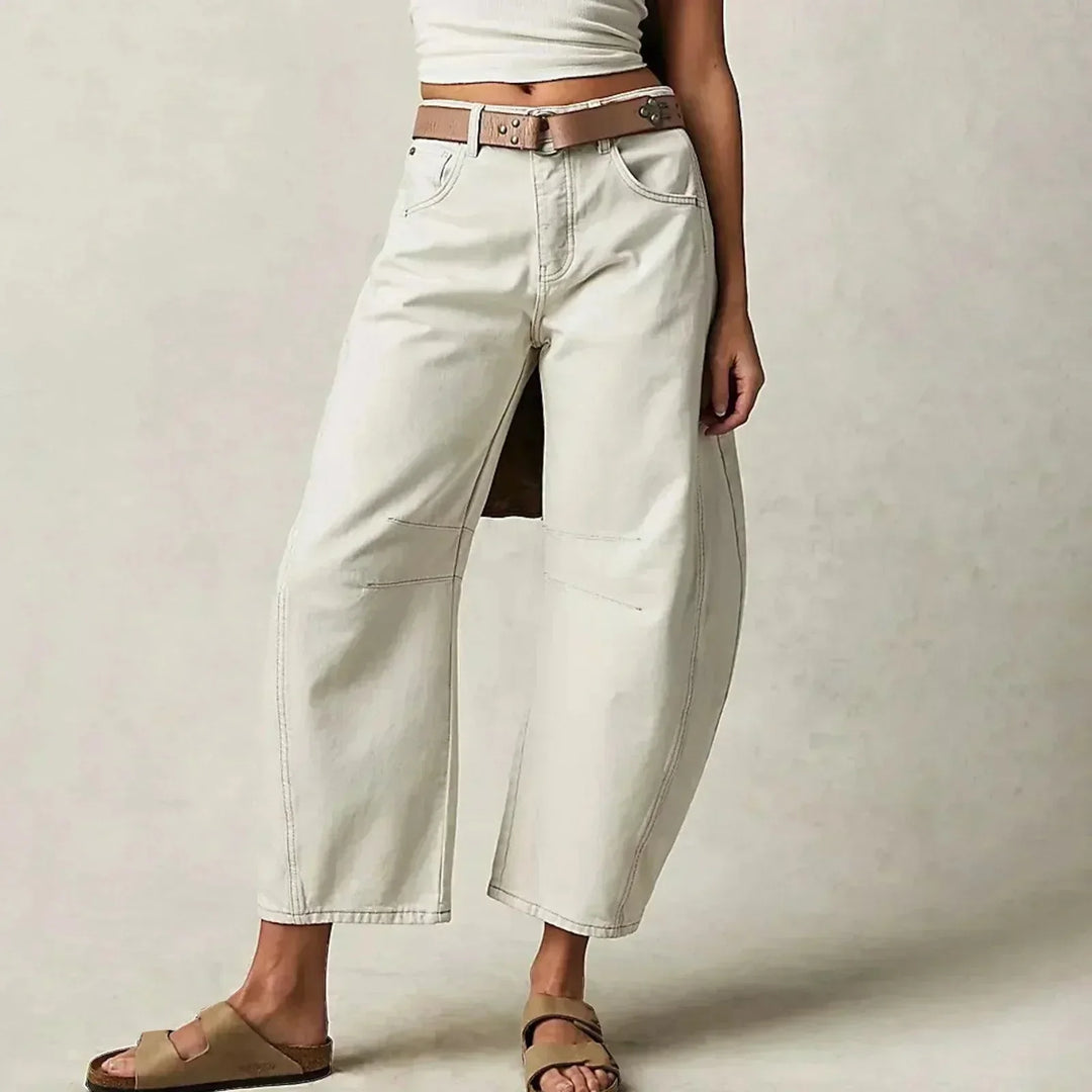Yvonne | Women's Wide Leg Trouser with Button Fly and Pockets