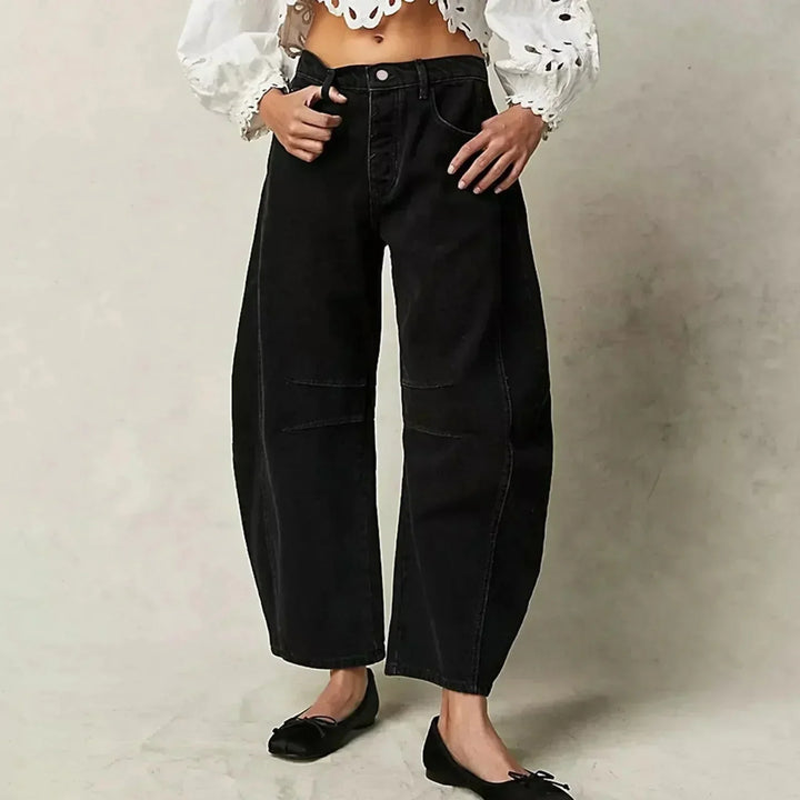 Yvonne | Women's Wide Leg Trouser with Button Fly and Pockets