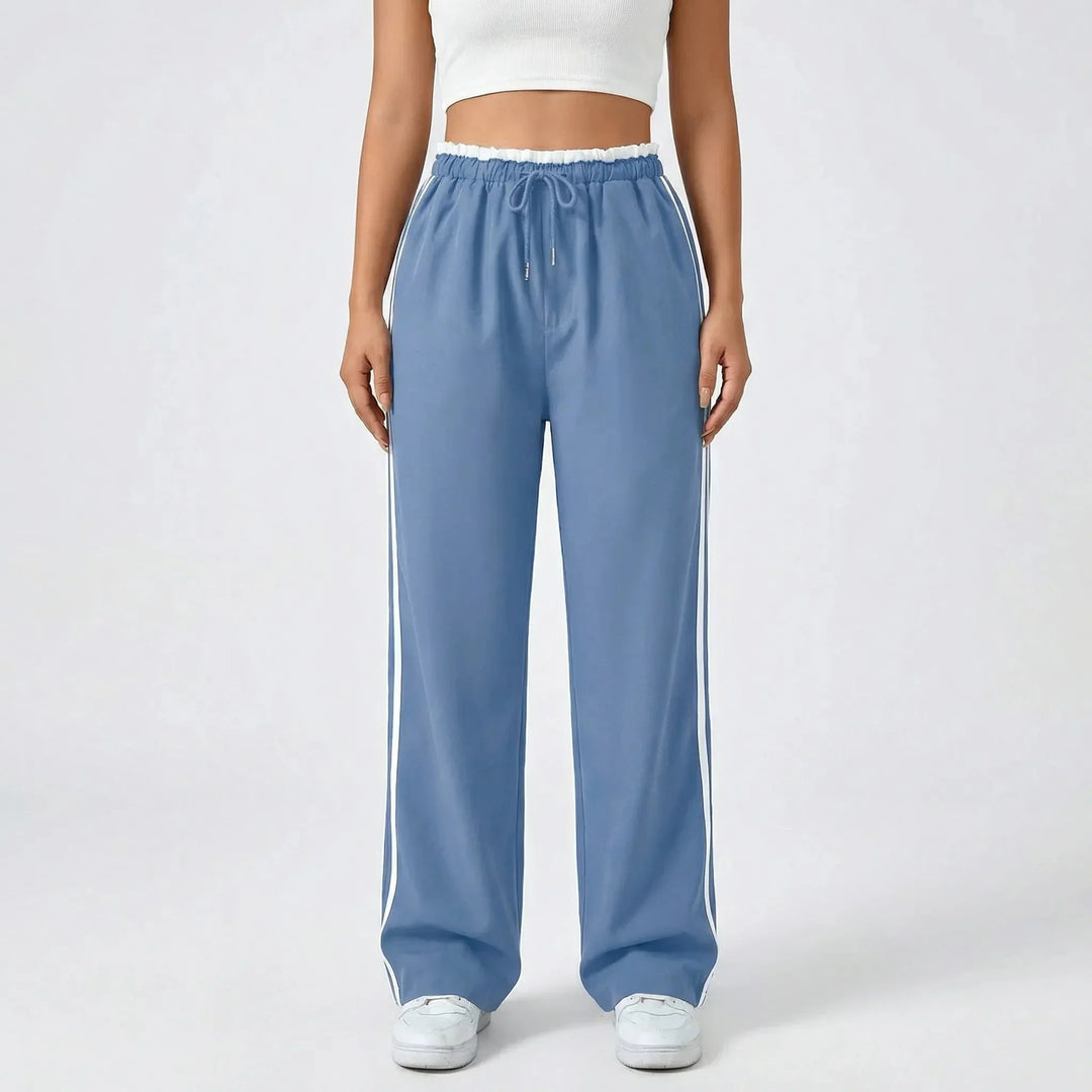 Zoe | Women's Wide Leg Trouser with Contrast Side Stripe and Drawstring Waist