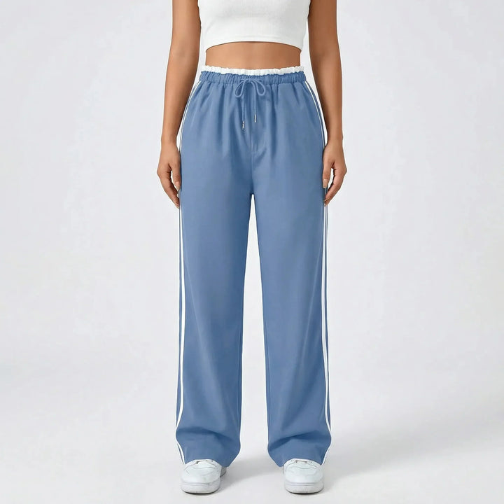 Zoe | Women's Wide Leg Trouser with Contrast Side Stripe and Drawstring Waist