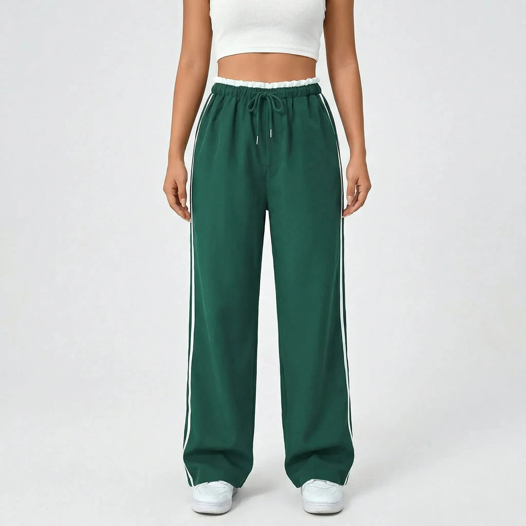 Zoe | Women's Wide Leg Trouser with Contrast Side Stripe and Drawstring Waist