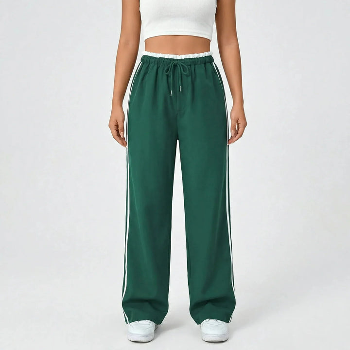 Zoe | Women's Wide Leg Trouser with Contrast Side Stripe and Drawstring Waist