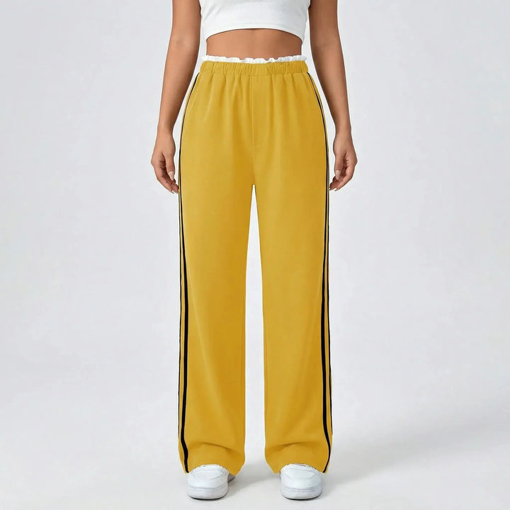 Zoe | Women's Wide Leg Trouser with Contrast Side Stripe and Drawstring Waist