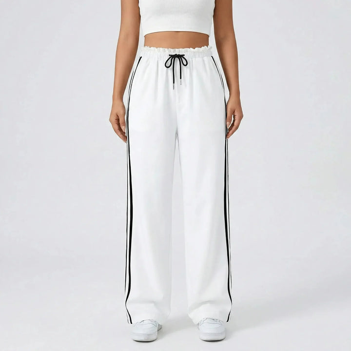 Zoe | Women's Wide Leg Trouser with Contrast Side Stripe and Drawstring Waist